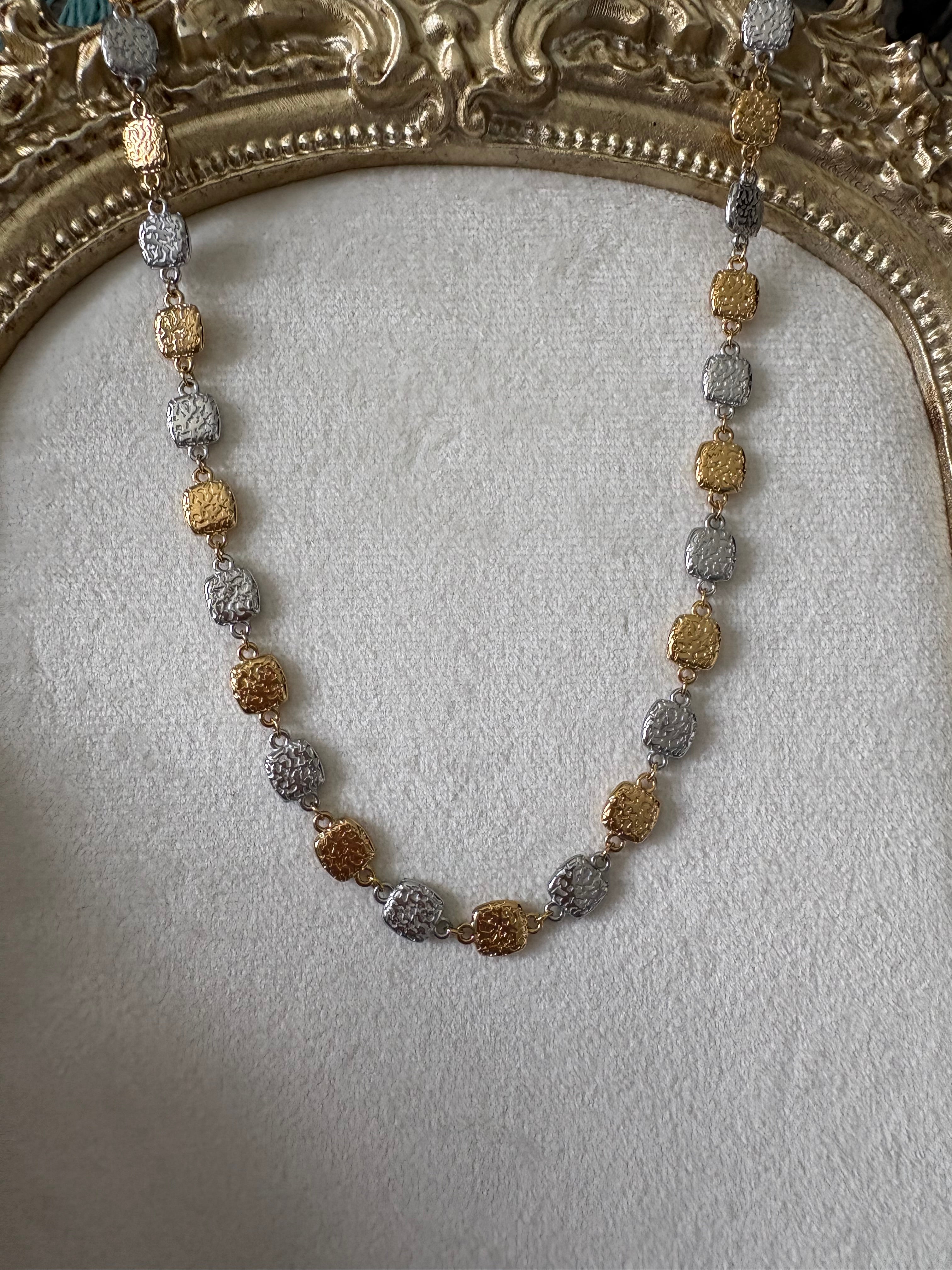 Square Mixed Metal Necklace