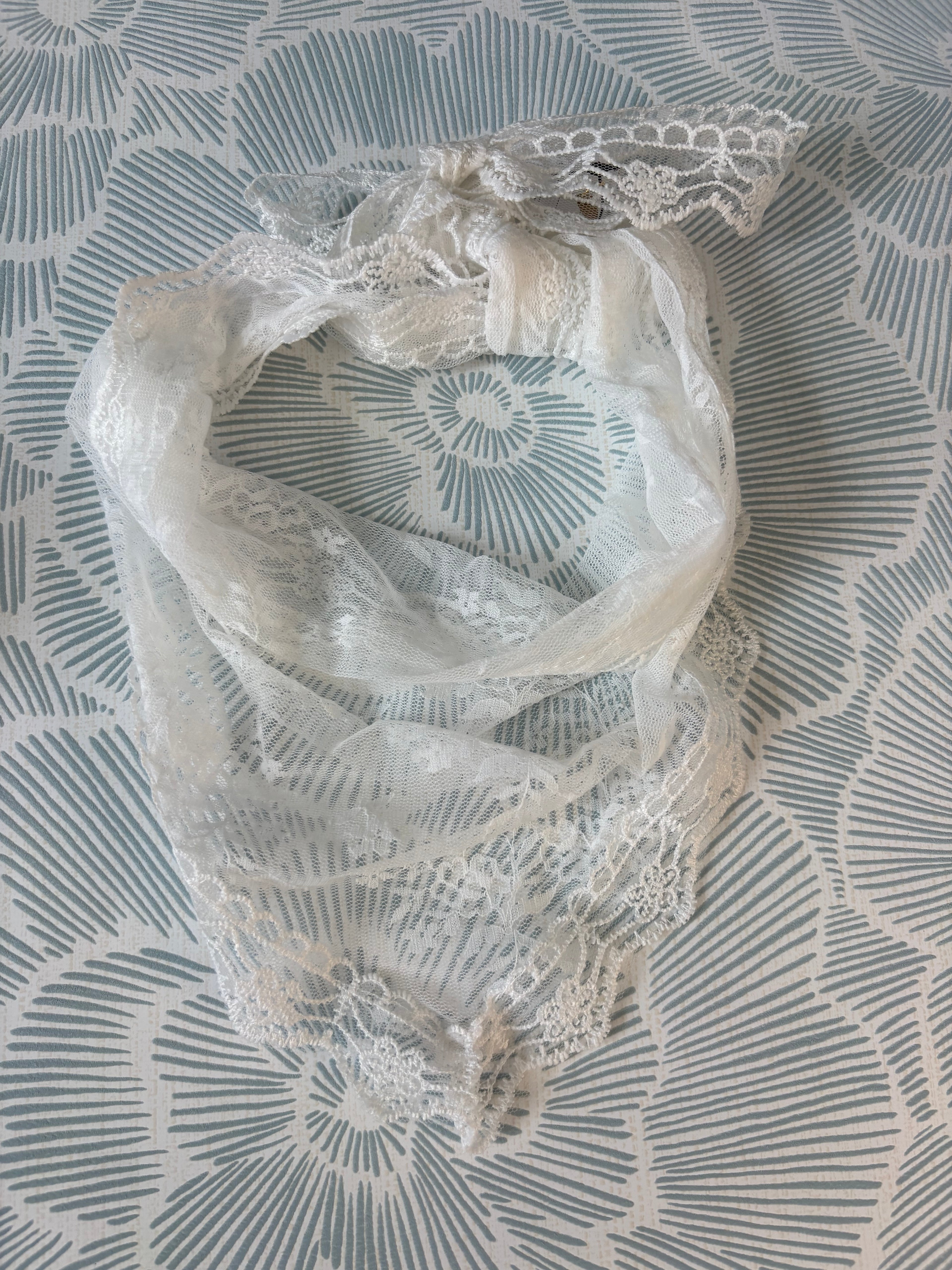 White Lace Scarf Necklace