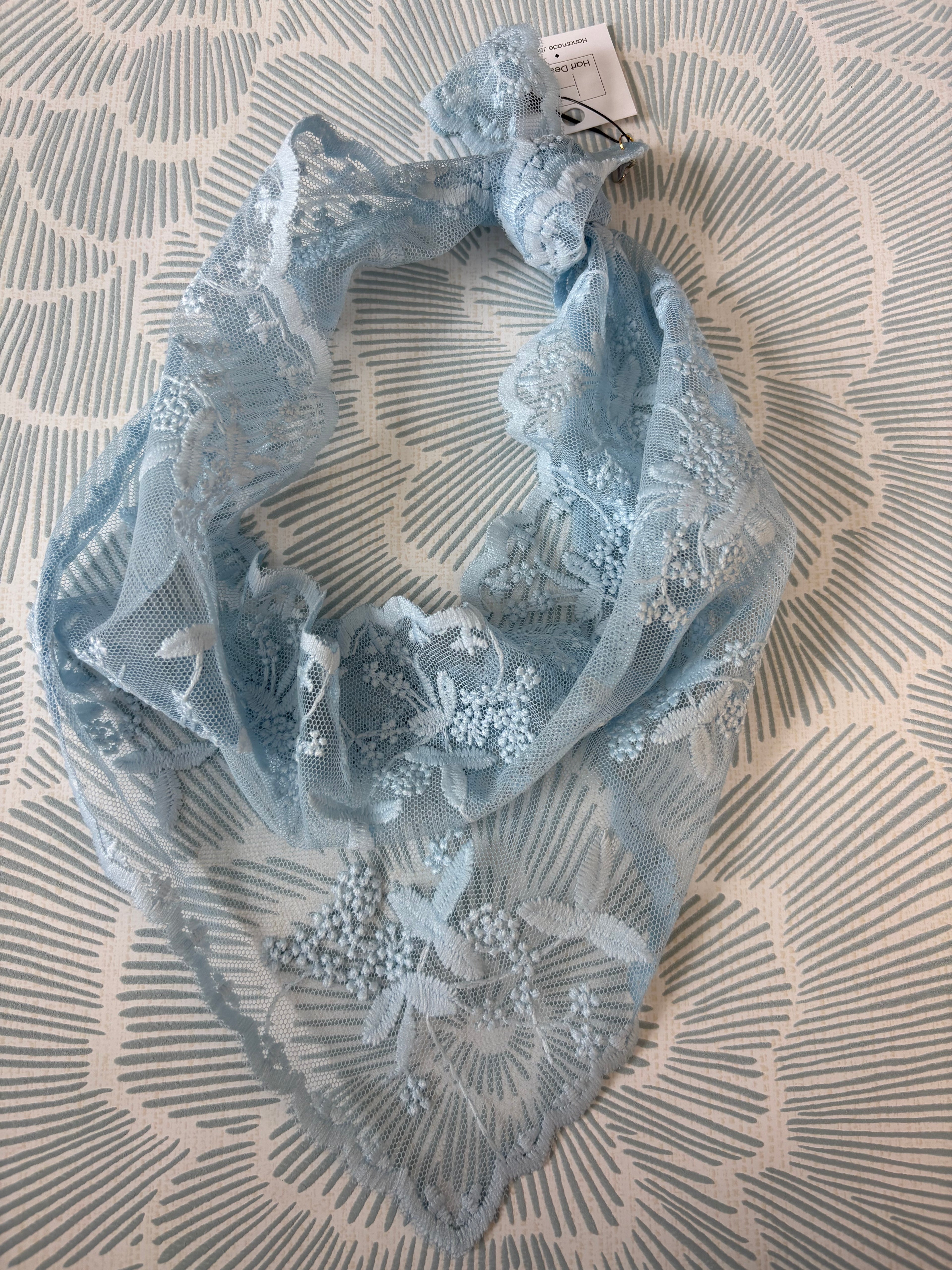 Baby Blue Lace Scarf Necklace