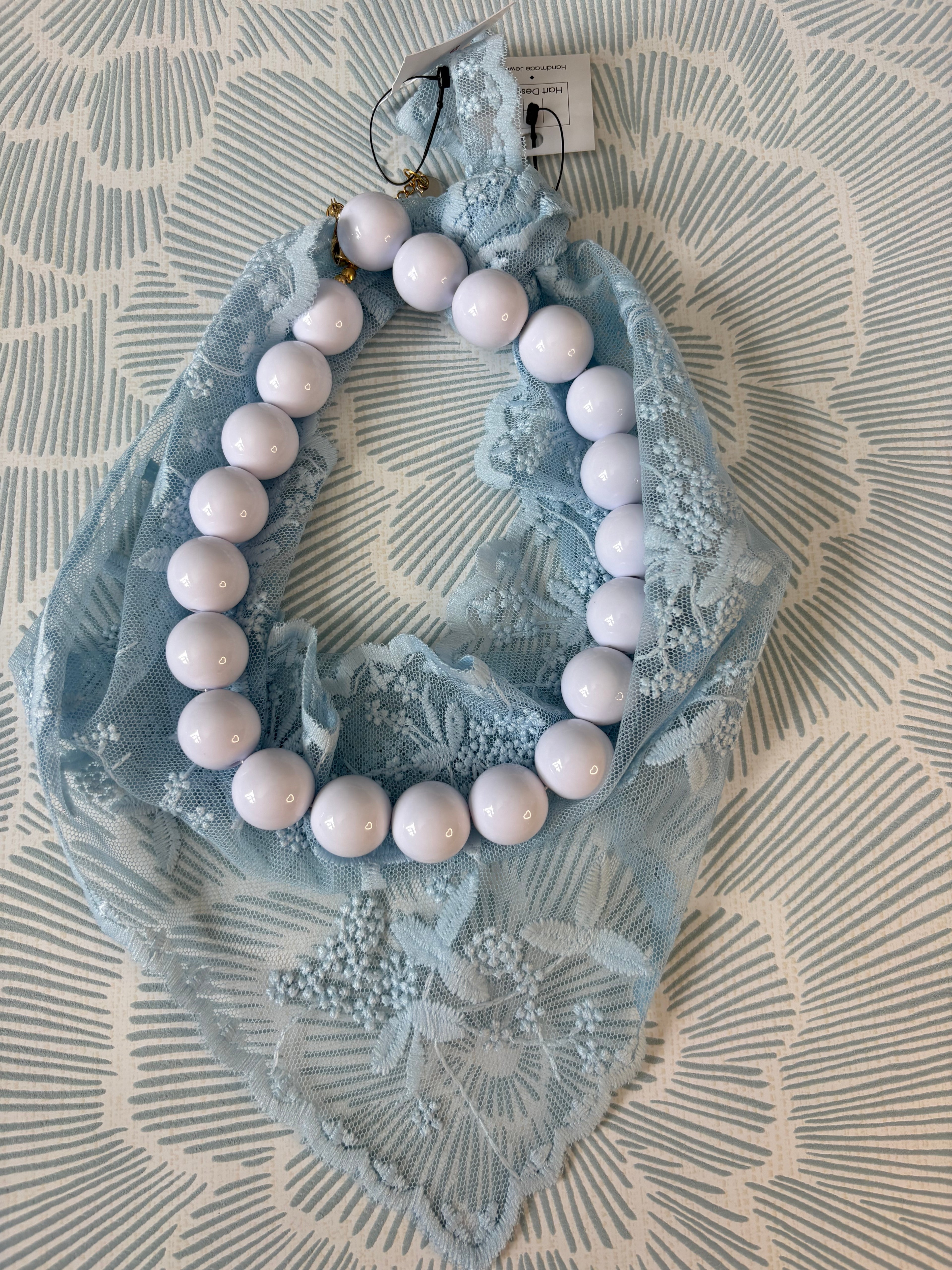 Baby Blue Lace Scarf Necklace