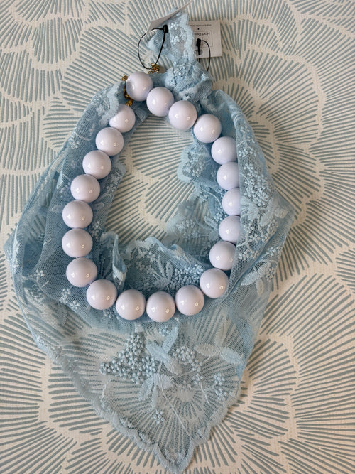 Baby Blue Lace Scarf Necklace