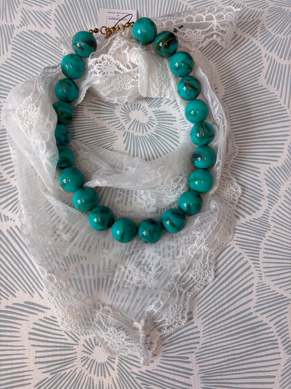 White Lace Scarf Necklace