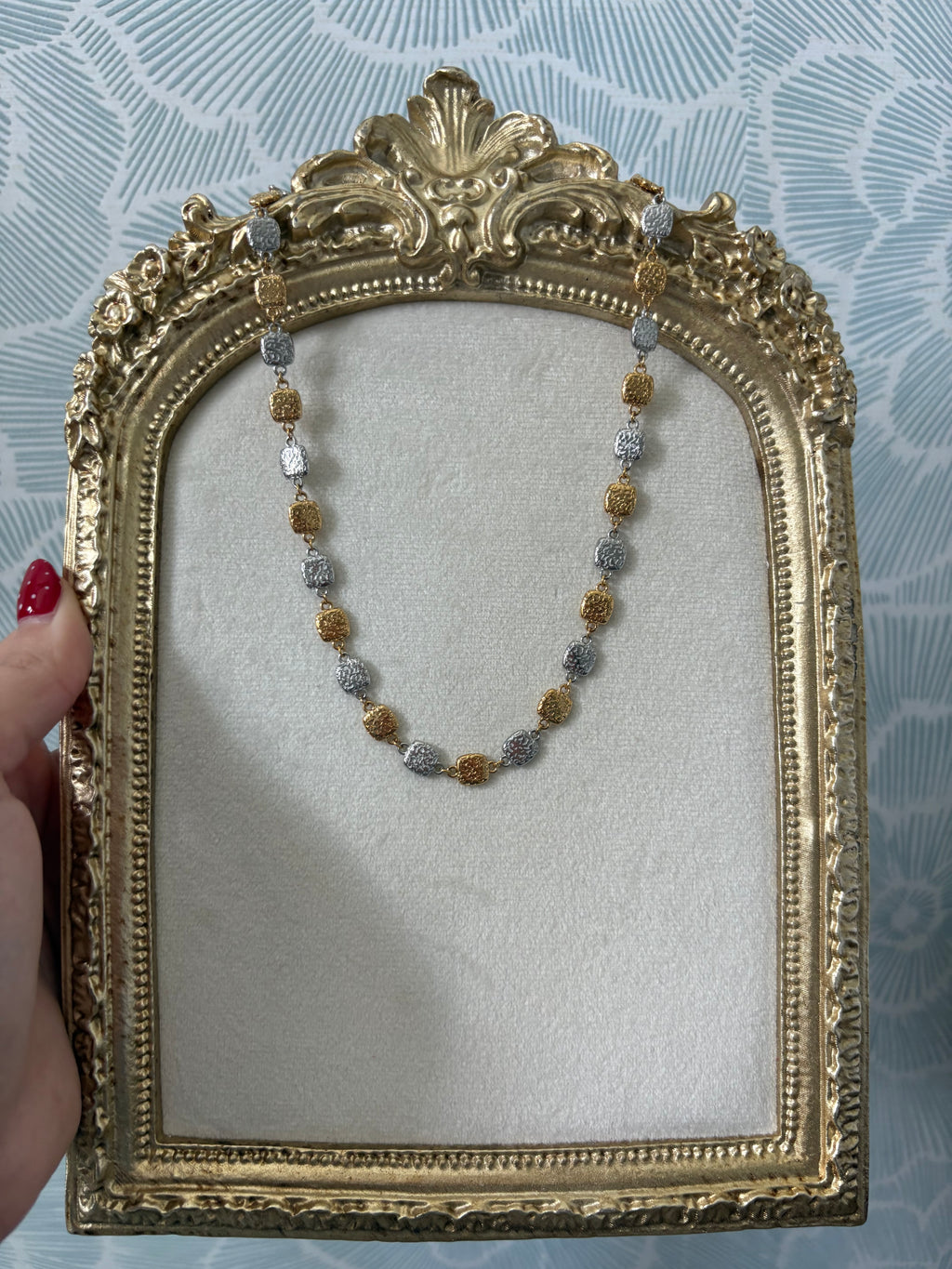 Square Mixed Metal Necklace