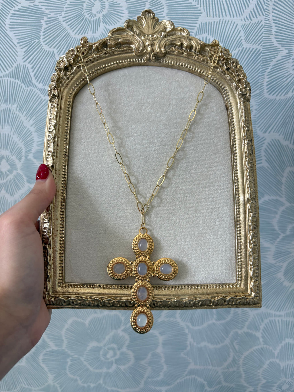 Iridescent Cross Necklace