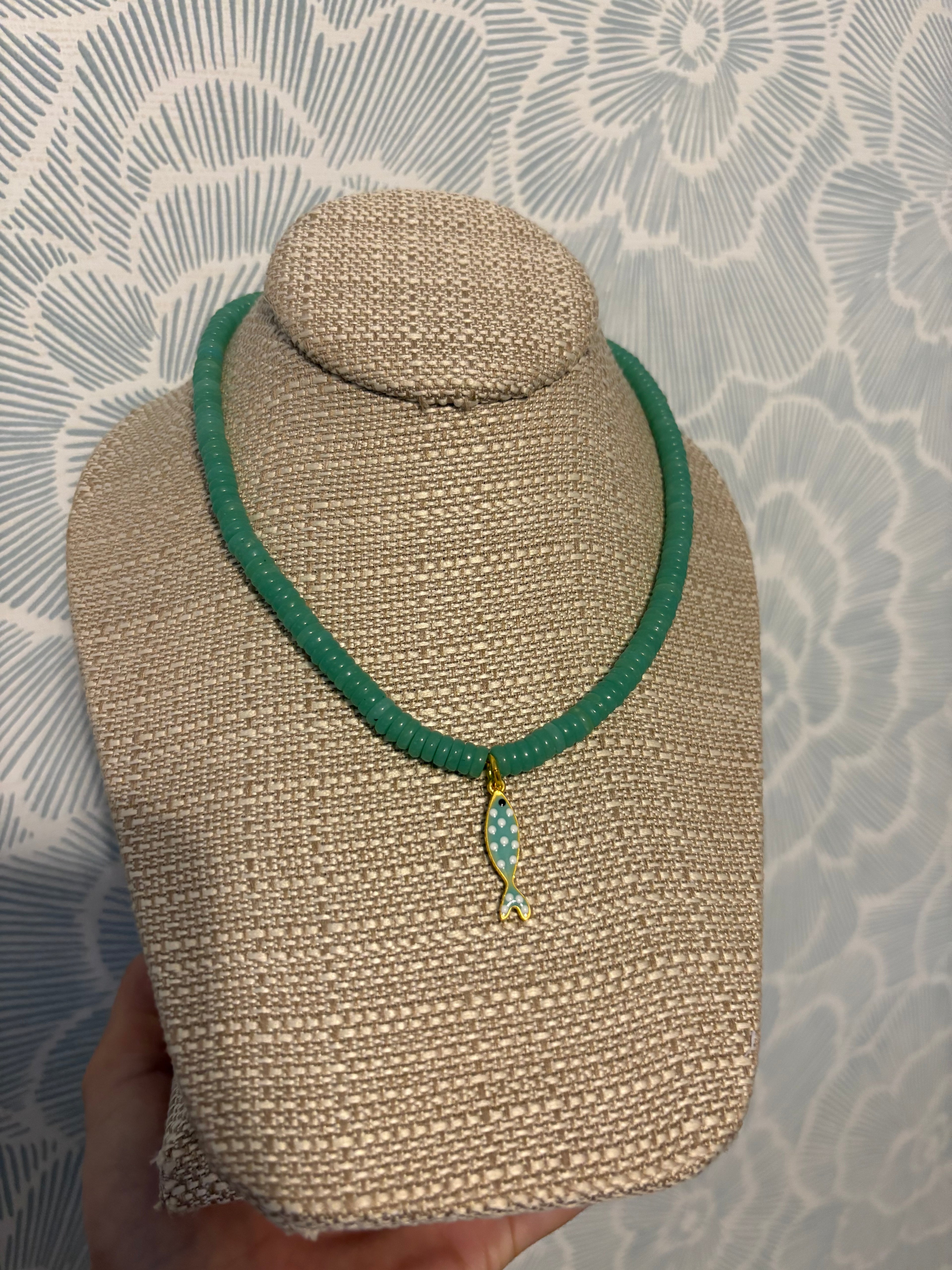 Seafoam Drift Fish Necklace