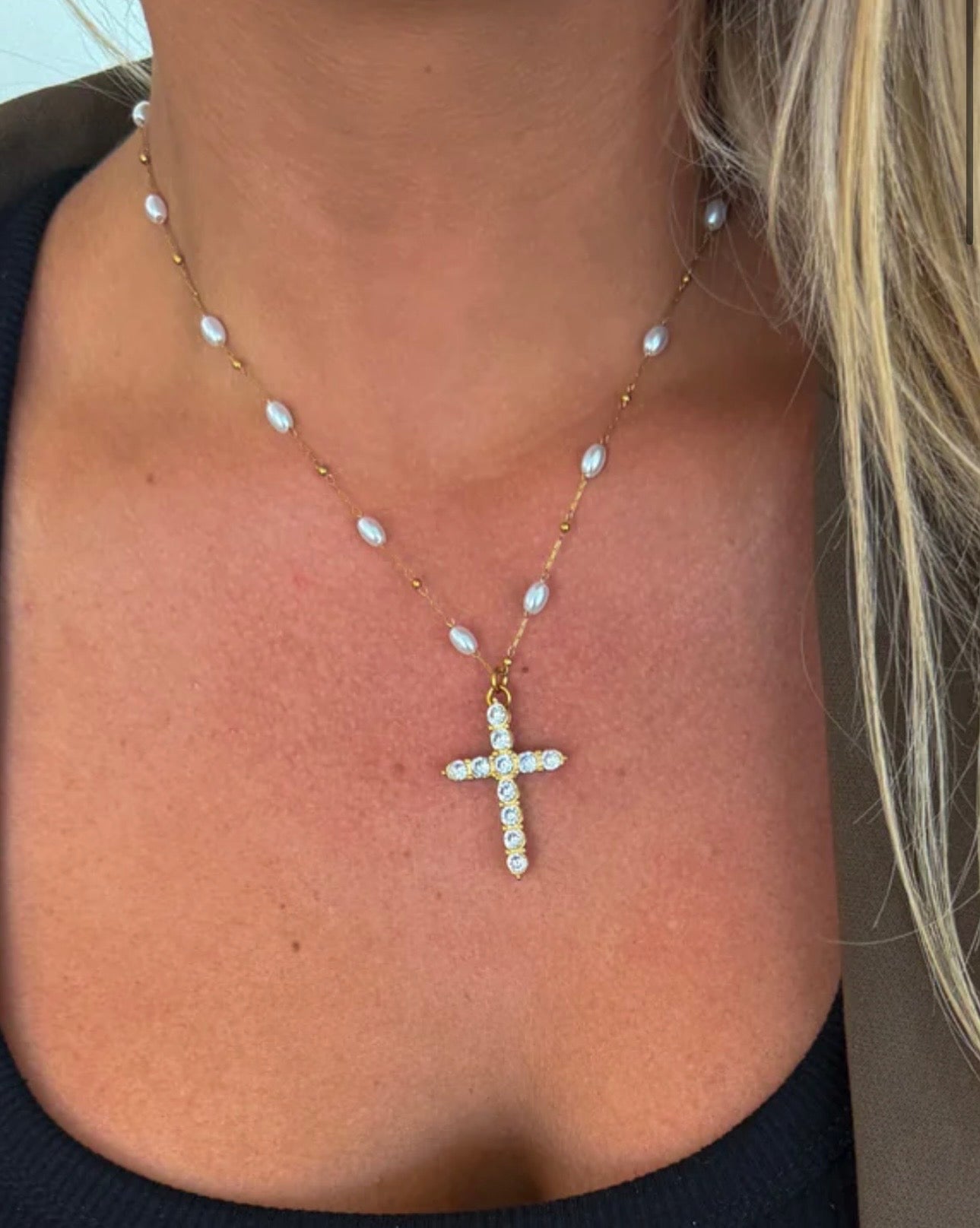 Pearl Cross Necklace