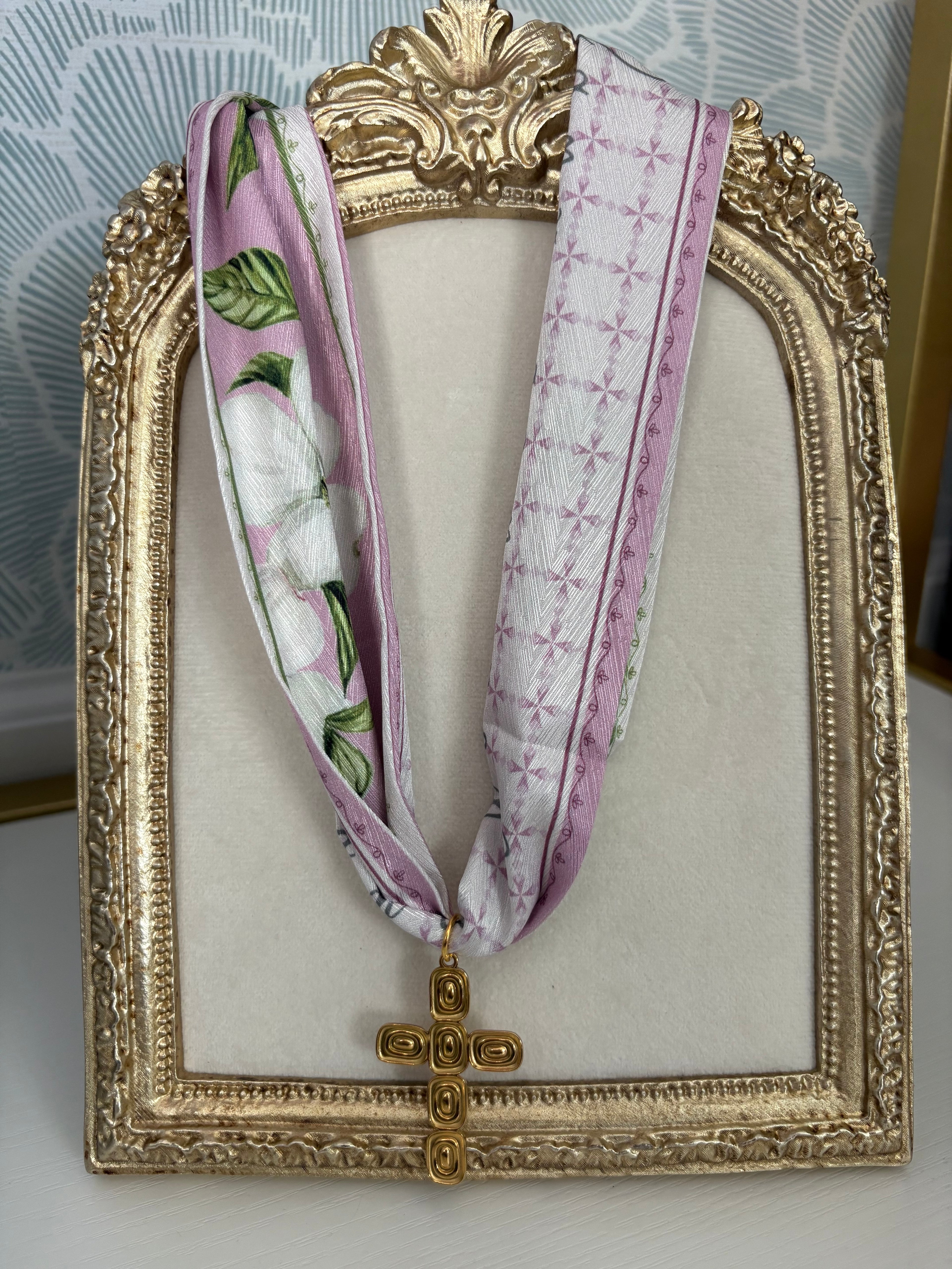 Purple Cross Scarf Necklace