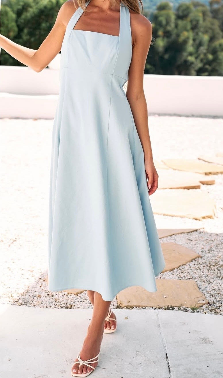 Blue Bliss Halter Dress